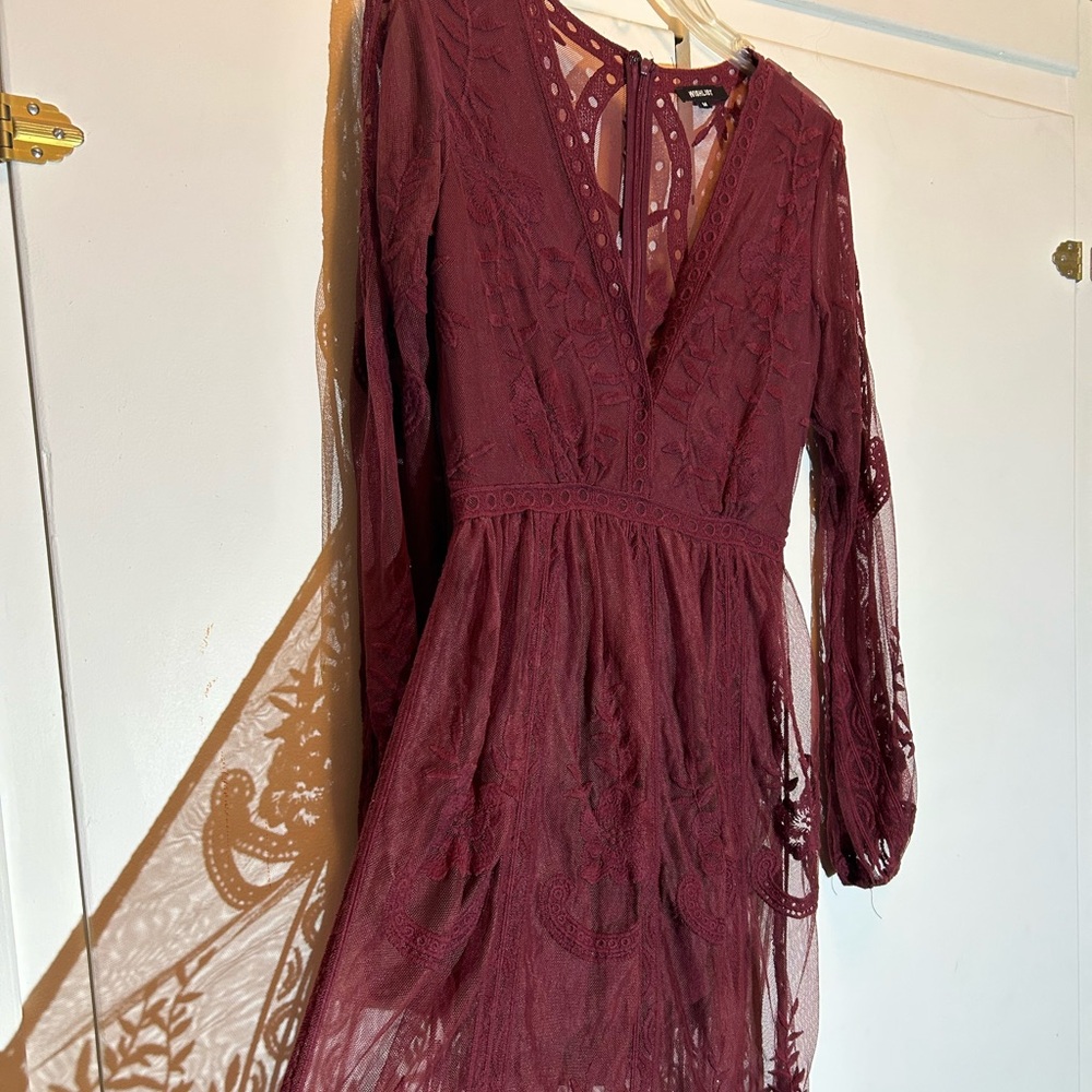 Wishlist Red Long Sleeve Bishop Gown - Picture 2 of 14